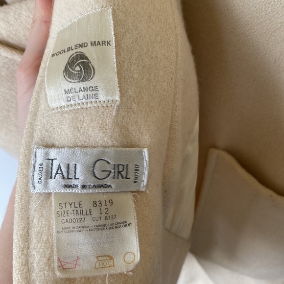 VINTAGE neutral cream slouch wool coat Sz. 12 - Picture 3 of 15